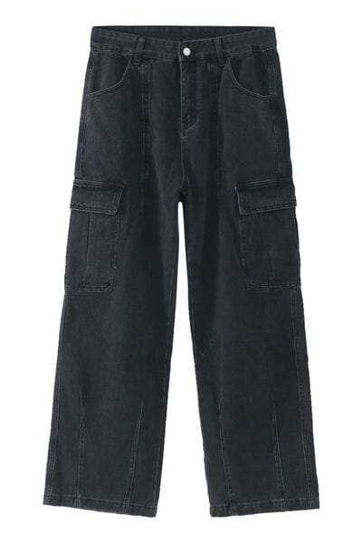 Wide Leg Jeans with Pockets - Trendsi - Flyclothing LLC