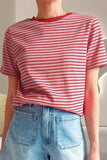 Striped Round Neck Short Sleeve T-Shirt - Trendsi - Flyclothing LLC