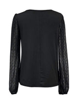 Full Size V-Neck Swiss Dot Long Sleeve Blouse - Trendsi - Flyclothing LLC