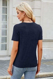 Round Neck Short Sleeve T-Shirt - Trendsi - Flyclothing LLC