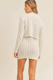 MABLE Houndstooth Cropped Knit Cardigan and Mini Skirt Set - Trendsi - Flyclothing LLC