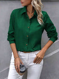 Button Up Collared Neck Long Sleeve Shirt - Trendsi - Flyclothing LLC