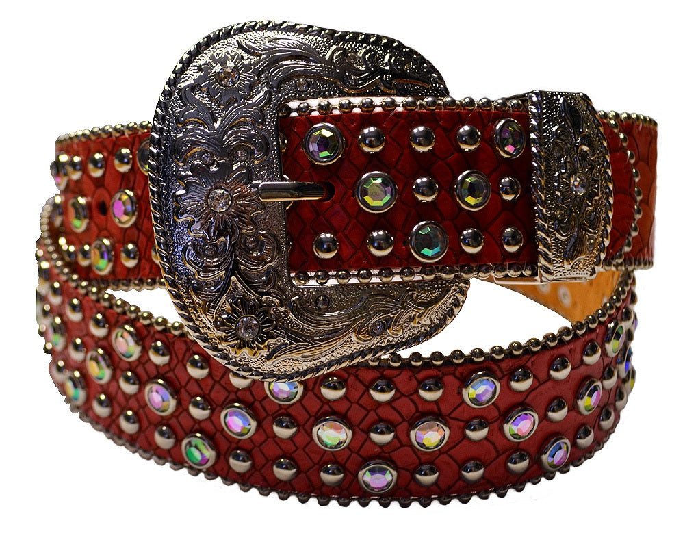 Antique Rhinestone Encrusted Red Belt