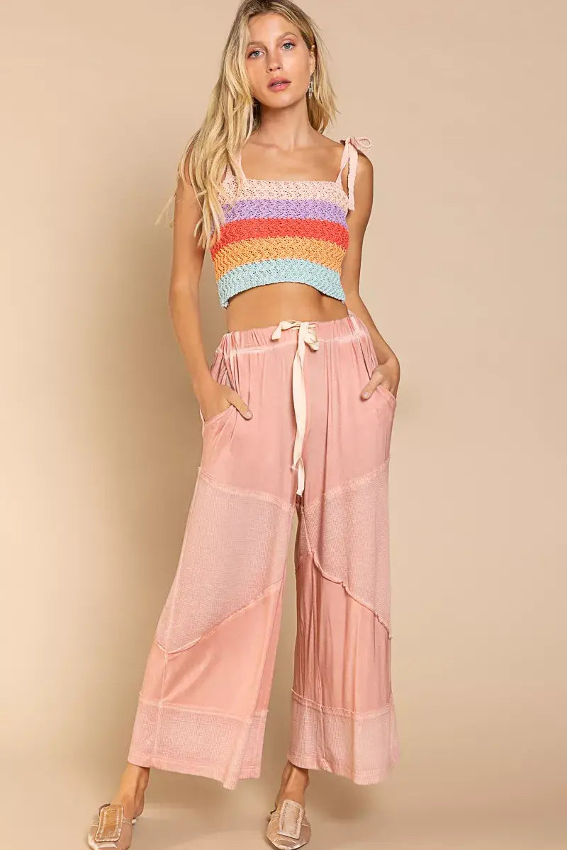 POL Elastic Waistband Wide Leg Pants with Drawstring - Trendsi - Flyclothing LLC