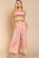 POL Elastic Waistband Wide Leg Pants with Drawstring - Trendsi - Flyclothing LLC