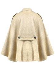 Double-Breasted Tie Waist Poncho - Trendsi