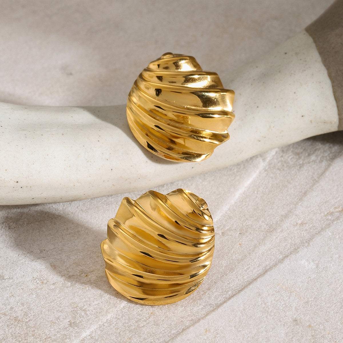 Stainless Steel Shell Shape Stud Earrings - Trendsi - Flyclothing LLC