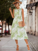 Printed Sleeveless Midi Dress - Trendsi - Flyclothing LLC