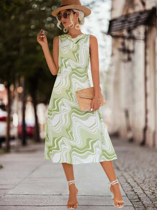 Printed Sleeveless Midi Dress - Trendsi - Flyclothing LLC