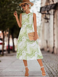 Printed Sleeveless Midi Dress - Trendsi