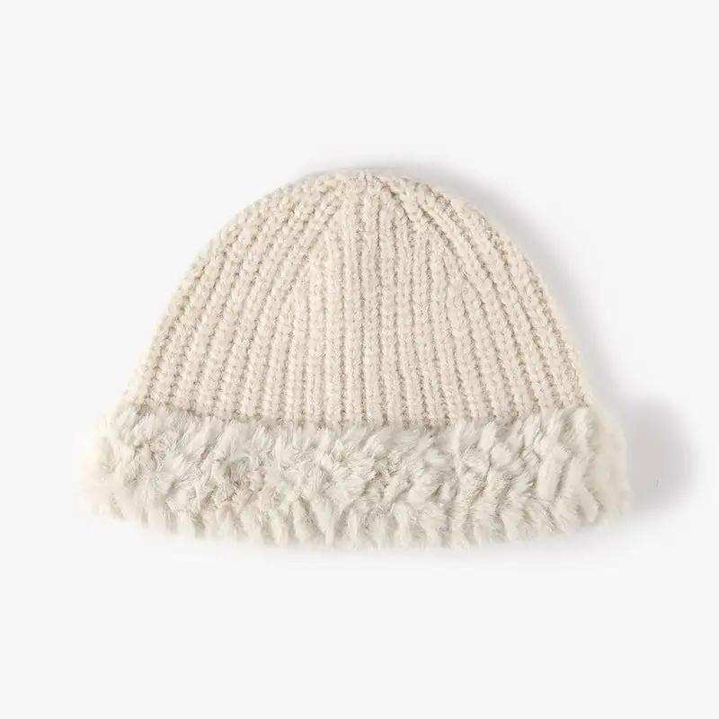 Fuzzy Hem Knit Hat - Trendsi - Flyclothing LLC