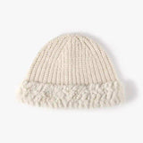 Fuzzy Hem Knit Hat - Trendsi - Flyclothing LLC