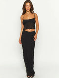 Square Neck Sleeveless Top and Ruched Skirt Set - Trendsi