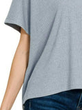 Zenana Ribbed Round-Neck Short-Sleeve Knit Top - Trendsi - Flyclothing LLC
