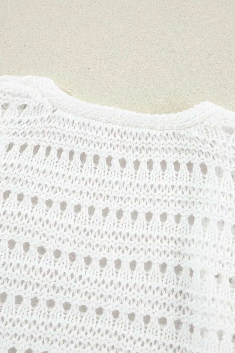 Openwork Open Front Long Sleeve Cardigan - Trendsi - Flyclothing LLC