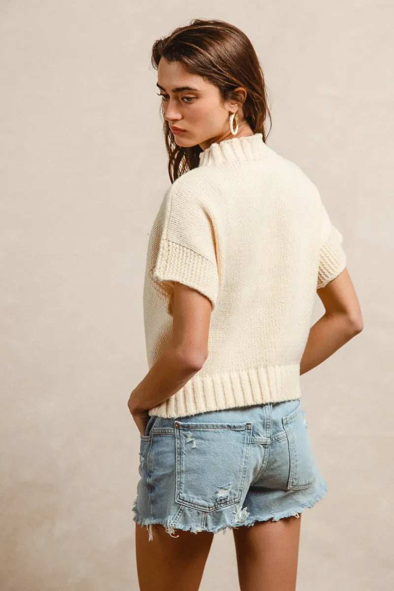BiBi American Flag Patchwork Drop Shoulder Sweater - Trendsi - Flyclothing LLC