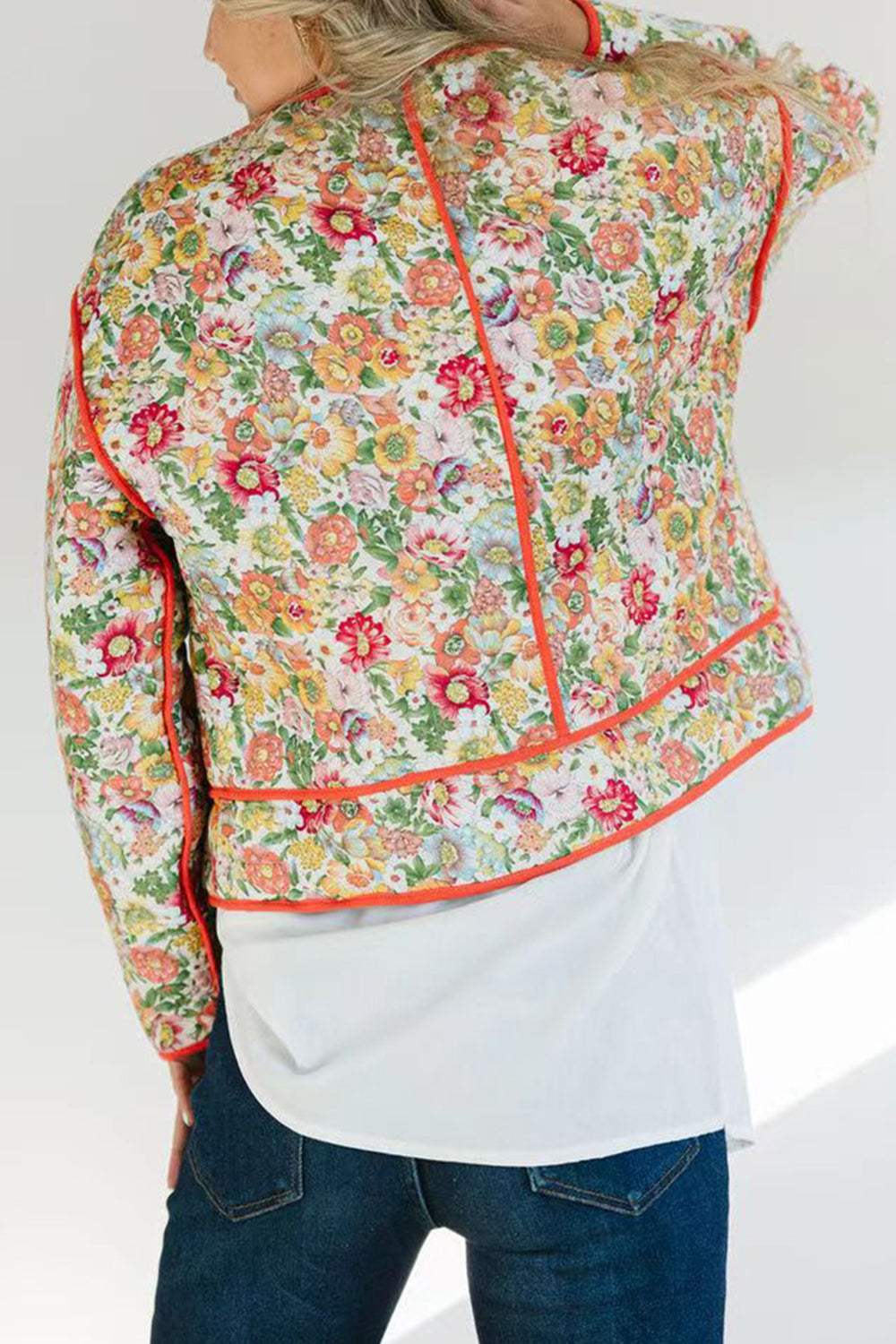 Floral Button Up Long Sleeve Winter Coat - Trendsi - Flyclothing LLC