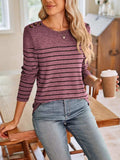 Lovelet Striped Round Neck Long Sleeve T-Shirt - Trendsi - Flyclothing LLC