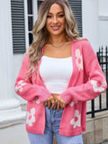 Angel Wings Flower Open Front Long Sleeve Cardigan - Trendsi - Flyclothing LLC