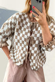 Double Take Tied Checkered Dropped Shoulder Flounce Sleeve Cardigan - Trendsi - Flyclothing LLC