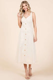 Mittoshop Stretch Twill Decor Button Sleeveless Midi Dress - Trendsi