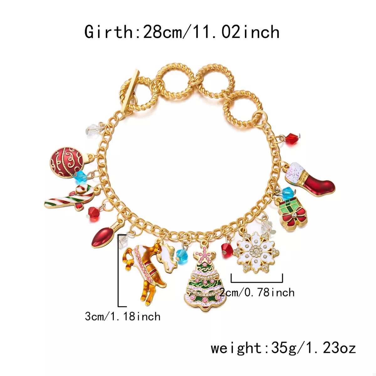 18K Gold-Plated Christmas Charm Bracelet - Trendsi - Flyclothing LLC