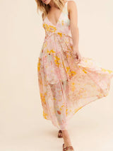 Printed V-Neck Sleeveless Dress - Trendsi - Flyclothing LLC