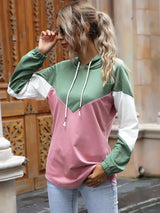 Color Block Casual Long Sleeve Hoodie - Trendsi - Flyclothing LLC