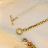 18K Gold-Plated Pearl Toggle Necklace - Trendsi - Flyclothing LLC