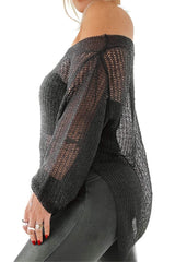Side Slit Long Sleeve Knit Cover Up - Trendsi - Flyclothing LLC