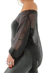 Side Slit Long Sleeve Knit Cover Up - Trendsi