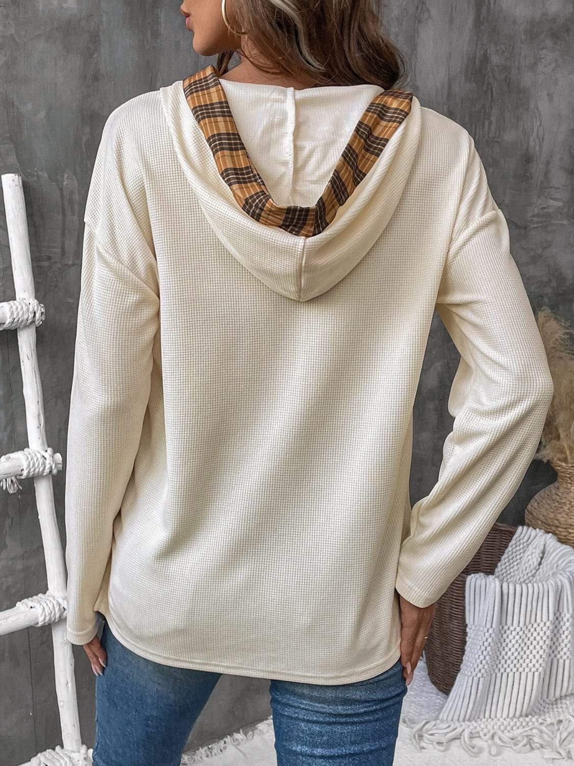 Drawstring Long Sleeve Hooded T-Shirt - Trendsi - Flyclothing LLC