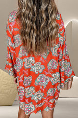 Printed Button Up Three-Quarter Sleeve Shirt Dress - Trendsi - Flyclothing LLC