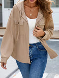 Waffle Knit Open Front Hooded Outerwear - Trendsi