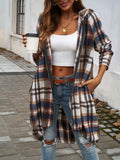 Plaid Zip Up Hooded Coat - Trendsi - Flyclothing LLC