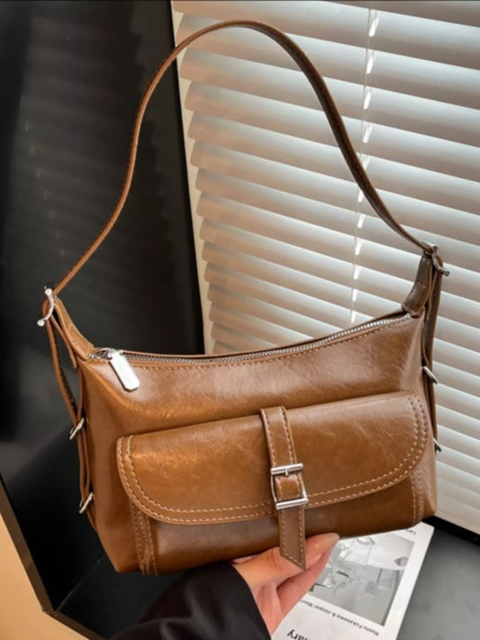 Vintage Style Buckle Decor Crossbody Bag - Trendsi - Flyclothing LLC