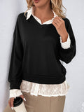 Perfee Faux Layered Contrast Long Sleeve Sweatshirt - Trendsi
