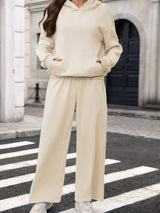 Kangaroo Pocket Hoodie and Wide-Leg Pant Set - Trendsi - Flyclothing LLC
