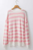 Exposed Seam Striped Round Neck Long Sleeve Sweater - Trendsi - Flyclothing LLC