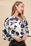 Annie Wear Frill Printed Balloon Sleeve Blouse - Trendsi