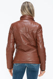 Snobbish Pocketed Zip Up Turtleneck Puffer Jacket - Trendsi