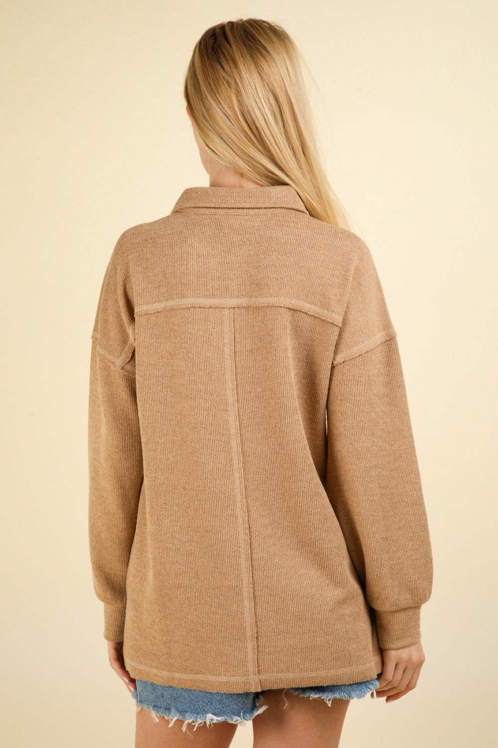 VERY J Collared Half Button Knit Top with Pockets - Trendsi - Flyclothing LLC