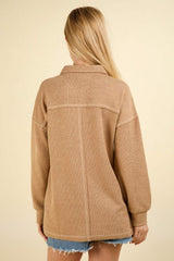 VERY J Collared Half Button Knit Top with Pockets - Trendsi - Flyclothing LLC