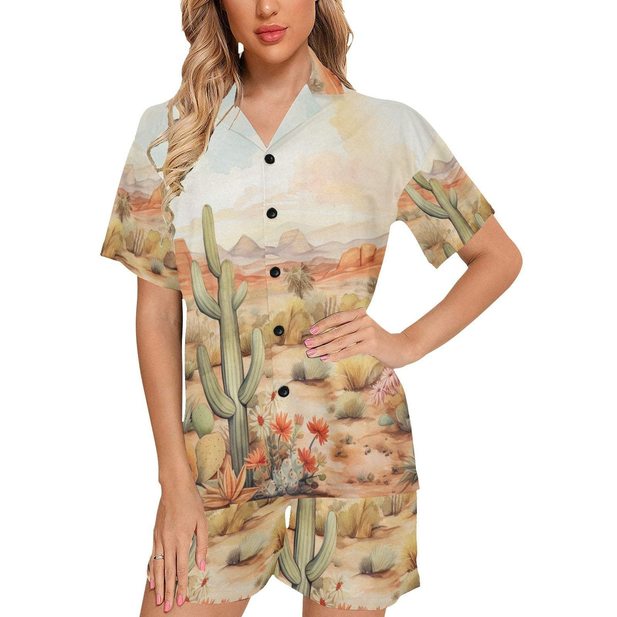 Baha Ranch Watercolor Desert Women's Western Pajama Set