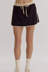 Contrast Trim Round Neck Top and Skort Set - Trendsi - Flyclothing LLC