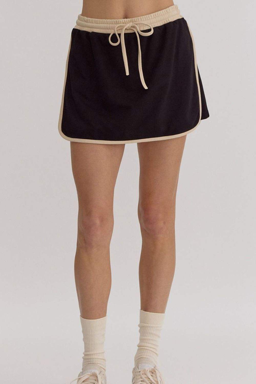 Contrast Trim Round Neck Top and Skort Set - Trendsi - Flyclothing LLC