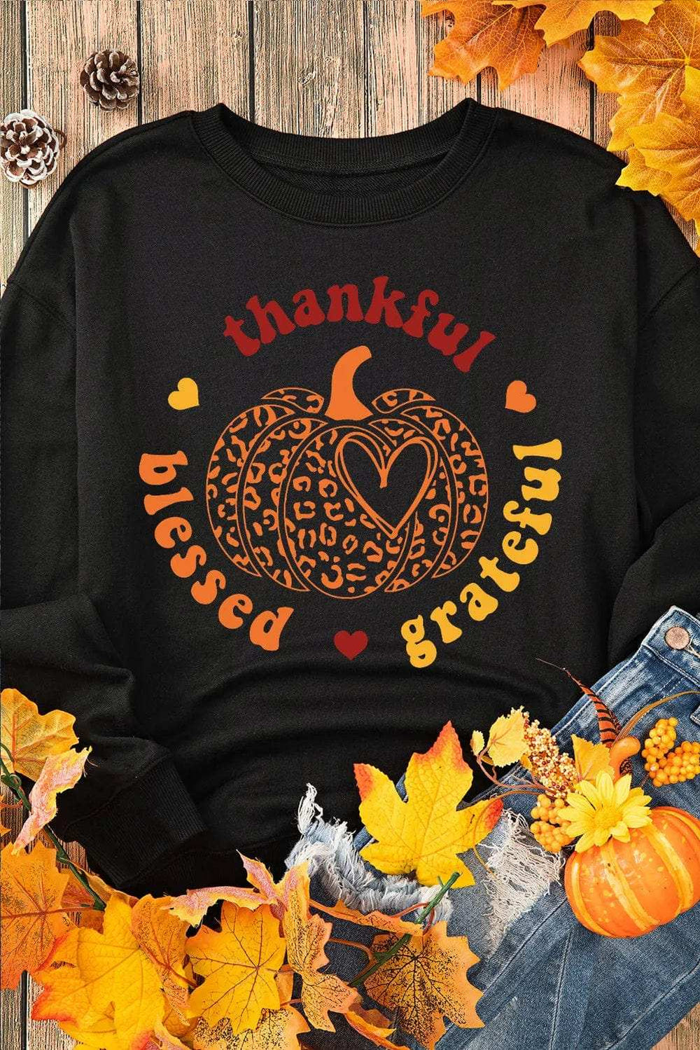 Pumpkin Graphic Long Sleeve Sweatshirt - Trendsi - Flyclothing LLC