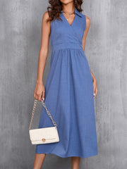 Ruched Sleeveless Midi Dress - Trendsi