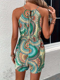 Printed Grecian Neck Romper - Trendsi - Flyclothing LLC