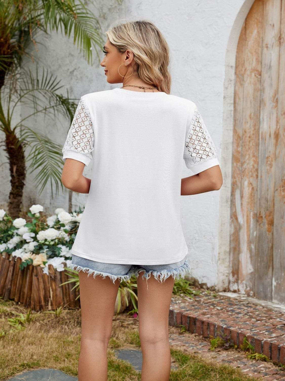 Round Neck Short Sleeve T-Shirt - Trendsi - Flyclothing LLC